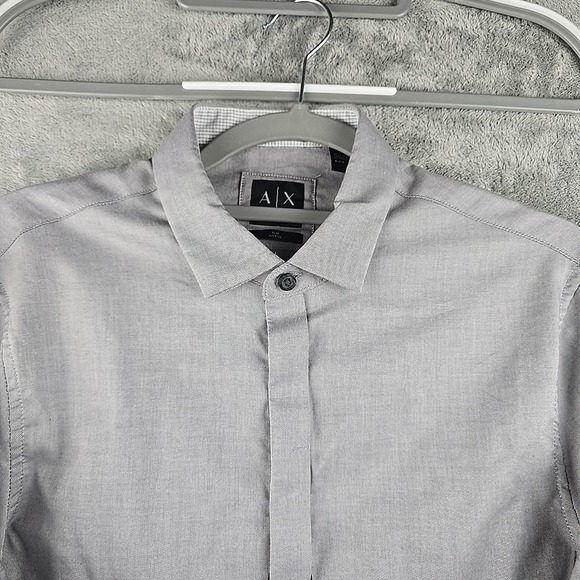 Armani Exchange Slim Fit Dress Shirt Mens Size Small Gray Collared Button Up - Picture 3 of 9